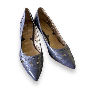 Adrienne Vittadini Dark Blue Floral Cutout Heels